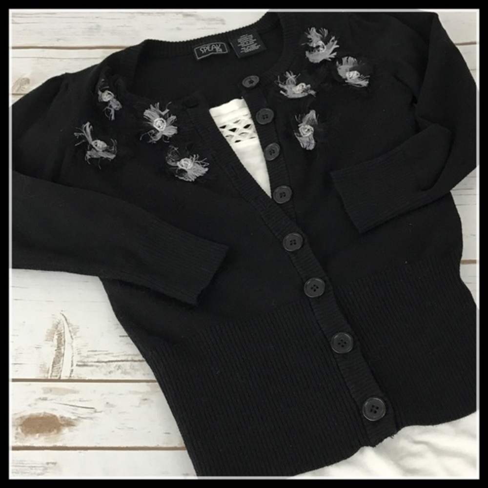 Speak 2 Me Black Button Up Sweater